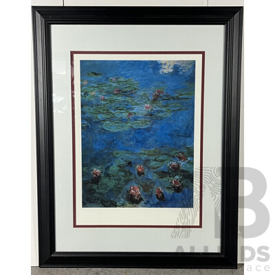 Framed Limited Edition Monet 'Water Lillies' Print, Marked 386/1500