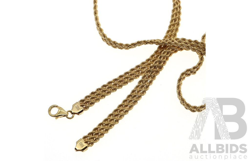 9ct Fancy Rope Twist Necklace, 6mm Wide, 45cm Long, 10.50 Grams