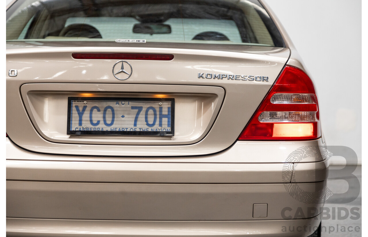 03/2003 Mercedes Benz C180 Kompressor Classic W203 4d Sedan Travertine Beige Metallic Supercharged 1.8L