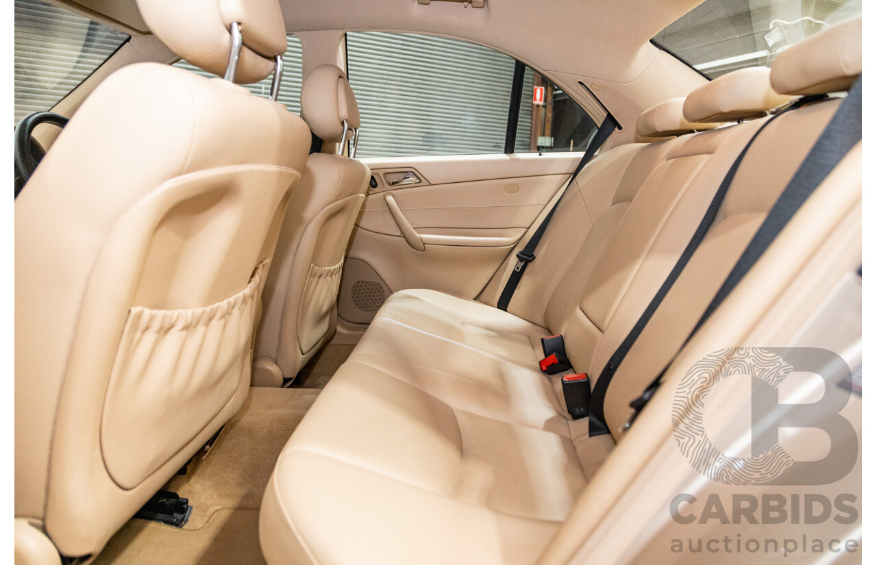 03/2003 Mercedes Benz C180 Kompressor Classic W203 4d Sedan Travertine Beige Metallic Supercharged 1.8L