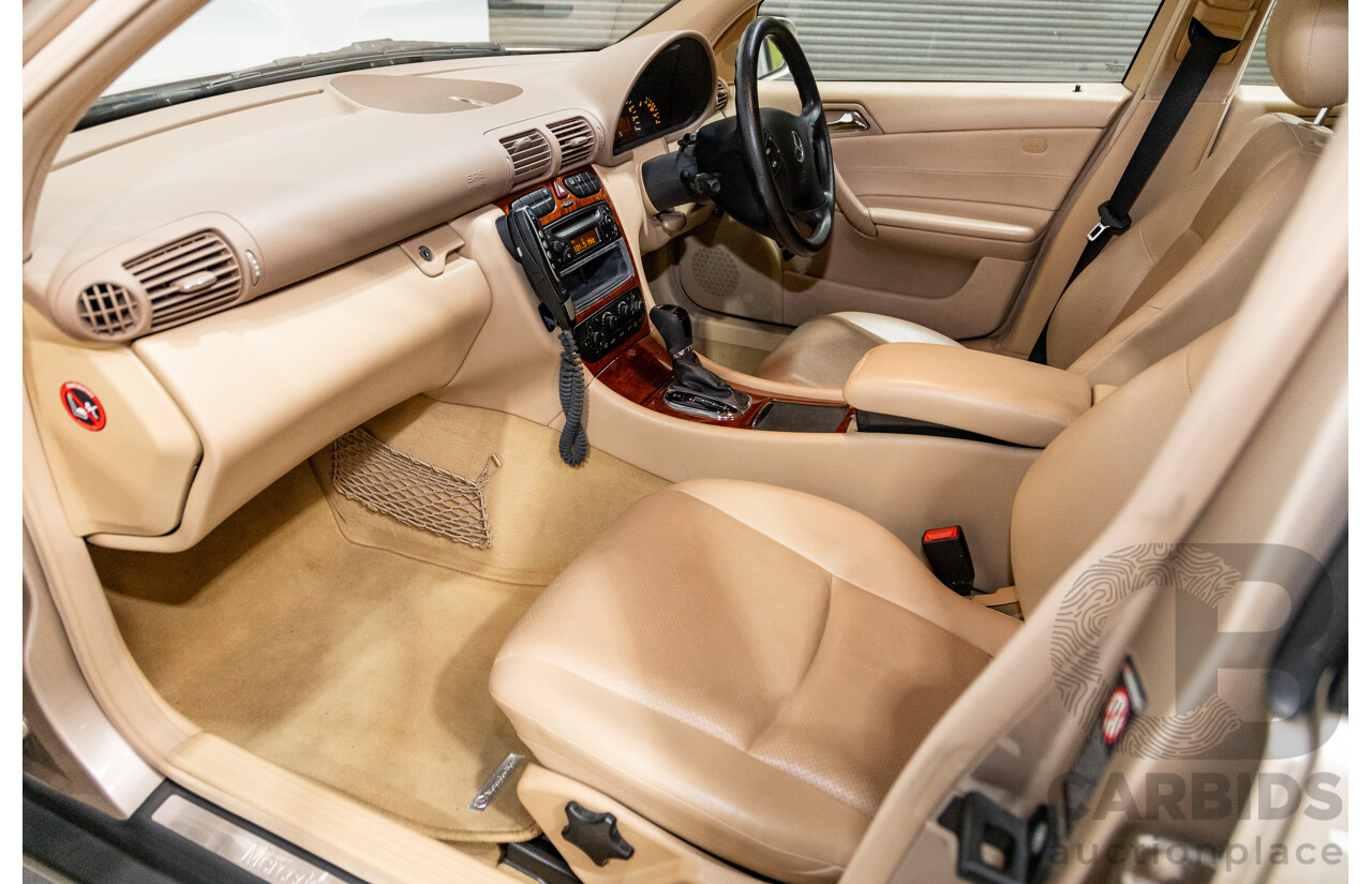 03/2003 Mercedes Benz C180 Kompressor Classic W203 4d Sedan Travertine Beige Metallic Supercharged 1.8L