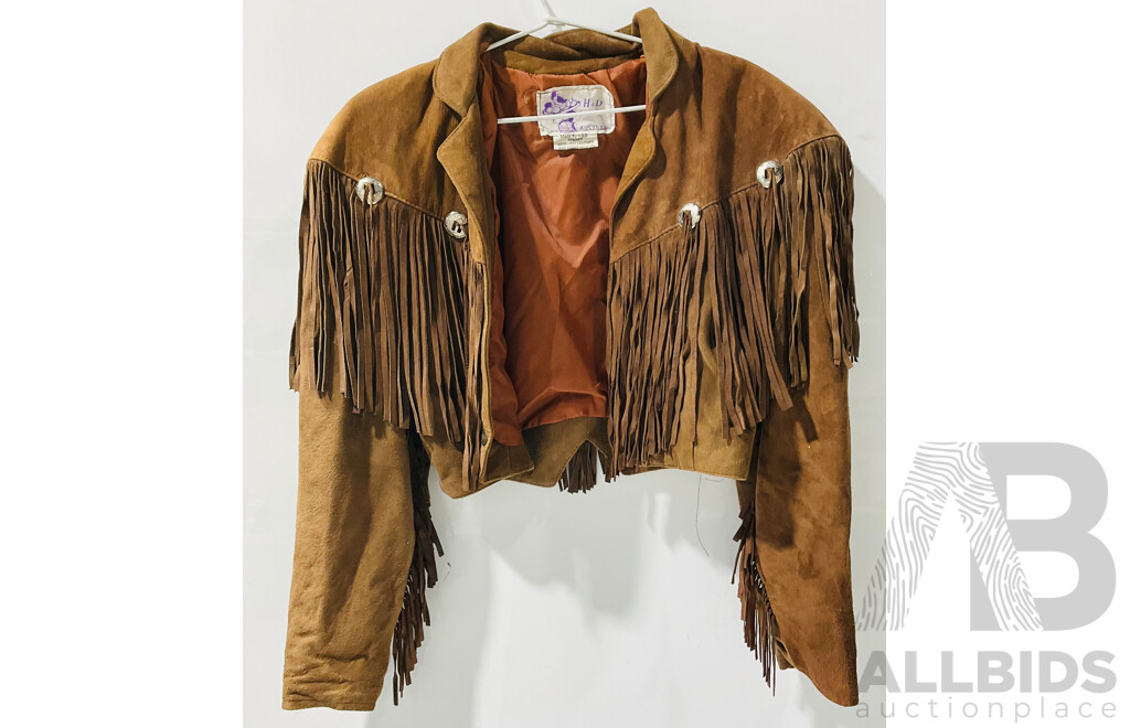 Brown Suede Half-length Jacket with Tassels From H+D