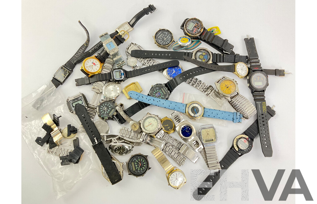 Collection of Digital and Anlogue Watches for Restoration or Parts Including Colorado and Seiko