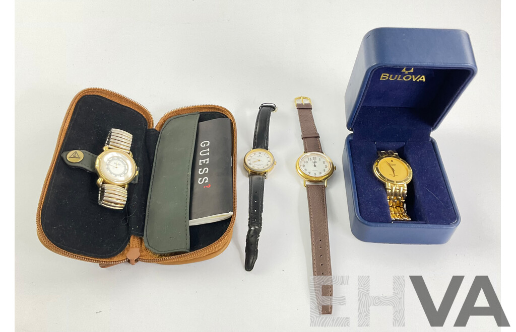 Collection of Women's Watches Including Boxed Guess with Mother of Pearl Face, Jag, Lorus and Boxed Bulova for Repair