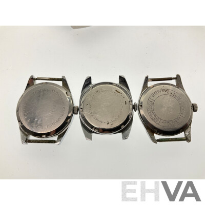 Five Men's Vintage Watches Including Felicia and Felicia Junior Seventeen Jewels, Swismatic Seventeen Jewel, Orient Matic Twenty One Jewel Skindiver and Regent Seventeen Jewel