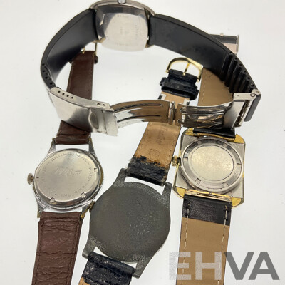 Four Vintage Mechanical Watches Including Felicia De Luxe with Date Function, Valgine with Date Function, Palmex De Luxe, Gisa Swiss