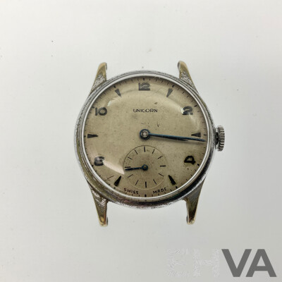Three Vintage Unicorn Silver Tone Watches Including Amphibian, Swiss Made