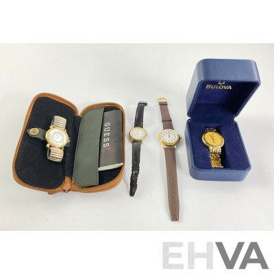 Collection of Women's Watches Including Boxed Guess with Mother of Pearl Face, Jag, Lorus and Boxed Bulova for Repair