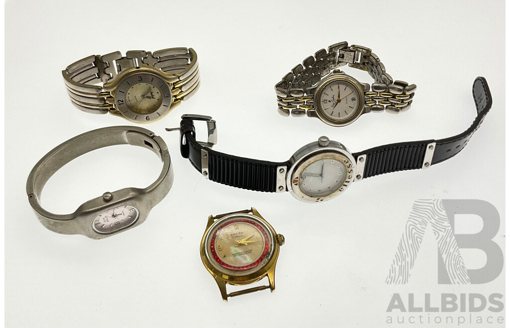 Collection of Women's Watches Including Pierre Cardinellesse, Both with Date Function, Ance Eventeen Jewel, Annibel with Japan Movement and Elie Delon