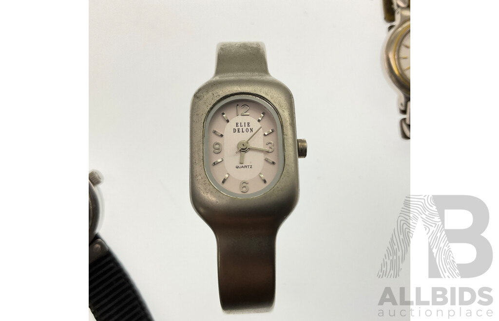 Collection of Women's Watches Including Pierre Cardinellesse, Both with Date Function, Ance Eventeen Jewel, Annibel with Japan Movement and Elie Delon