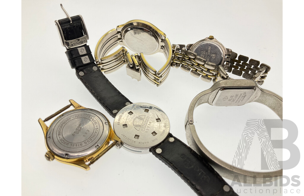 Collection of Women's Watches Including Pierre Cardinellesse, Both with Date Function, Ance Eventeen Jewel, Annibel with Japan Movement and Elie Delon