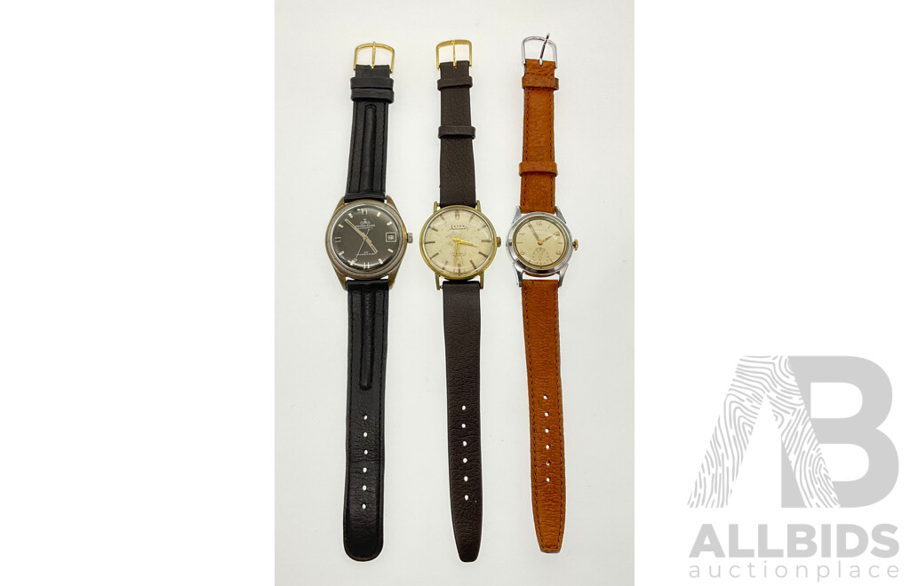 Three Men's Vintage Watches Including Meister-Anker Automatic Twenty Five Jewel, Fevex Seventeen Jewel and White Star Jewelled Lever