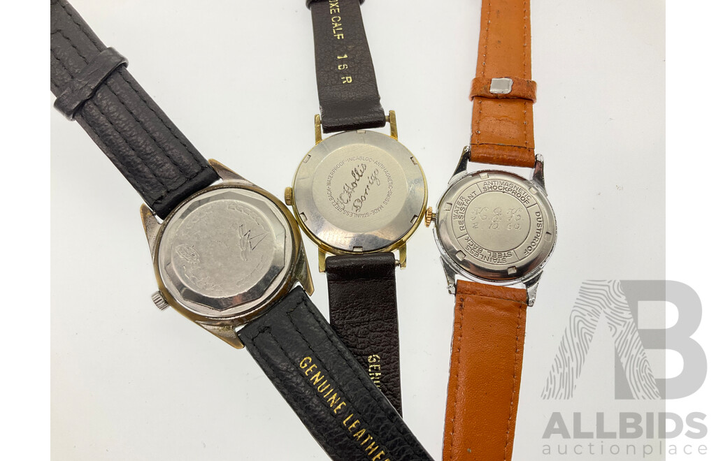 Three Men's Vintage Watches Including Meister-Anker Automatic Twenty Five Jewel, Fevex Seventeen Jewel and White Star Jewelled Lever