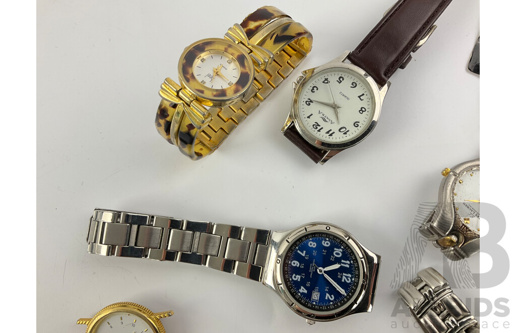 Collection of Men's and Women's Gold/Silver Tone Watches Including Adina, Minox, Heel, and More