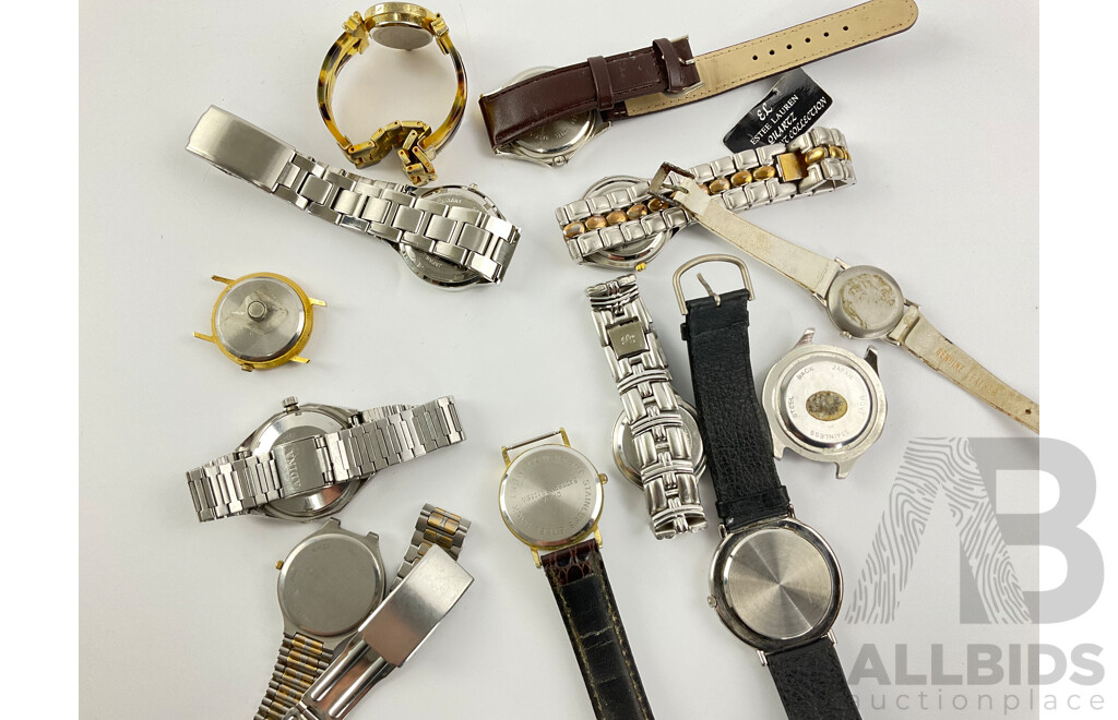 Collection of Men's and Women's Gold/Silver Tone Watches Including Adina, Minox, Heel, and More