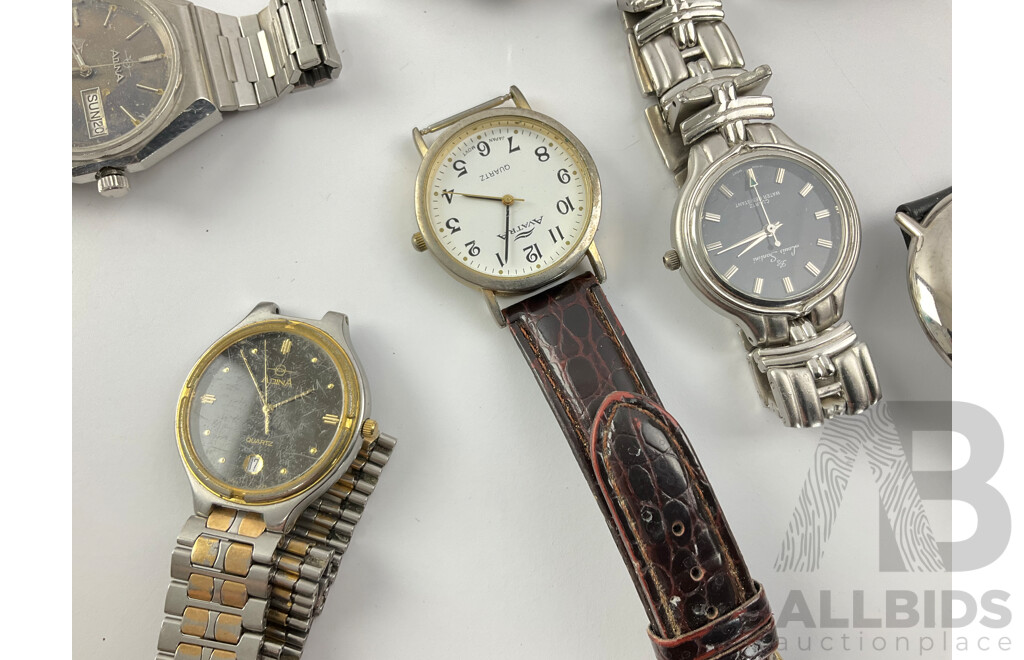 Collection of Men's and Women's Gold/Silver Tone Watches Including Adina, Minox, Heel, and More