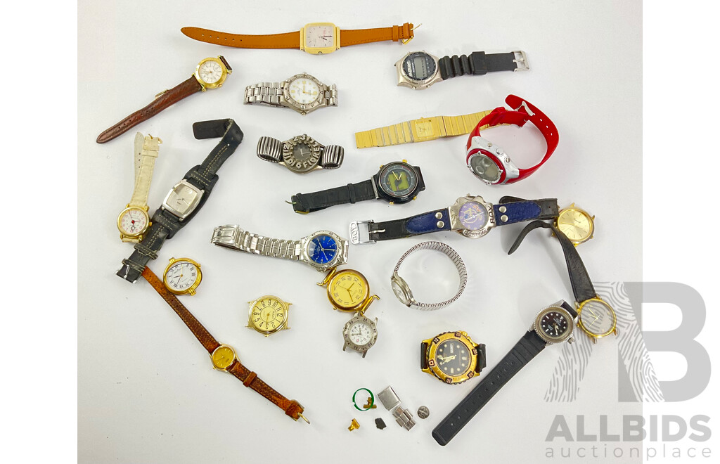 Collection of Gold and Silver Tone Watches Including Casio, Cartel, Lorus, Suizo and More