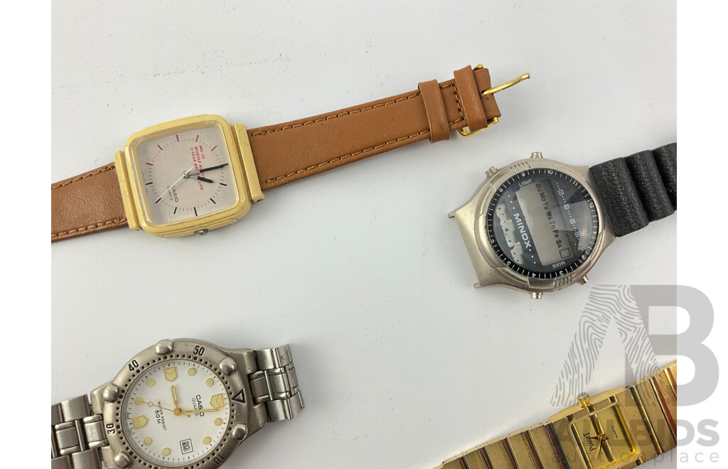 Collection of Gold and Silver Tone Watches Including Casio, Cartel, Lorus, Suizo and More