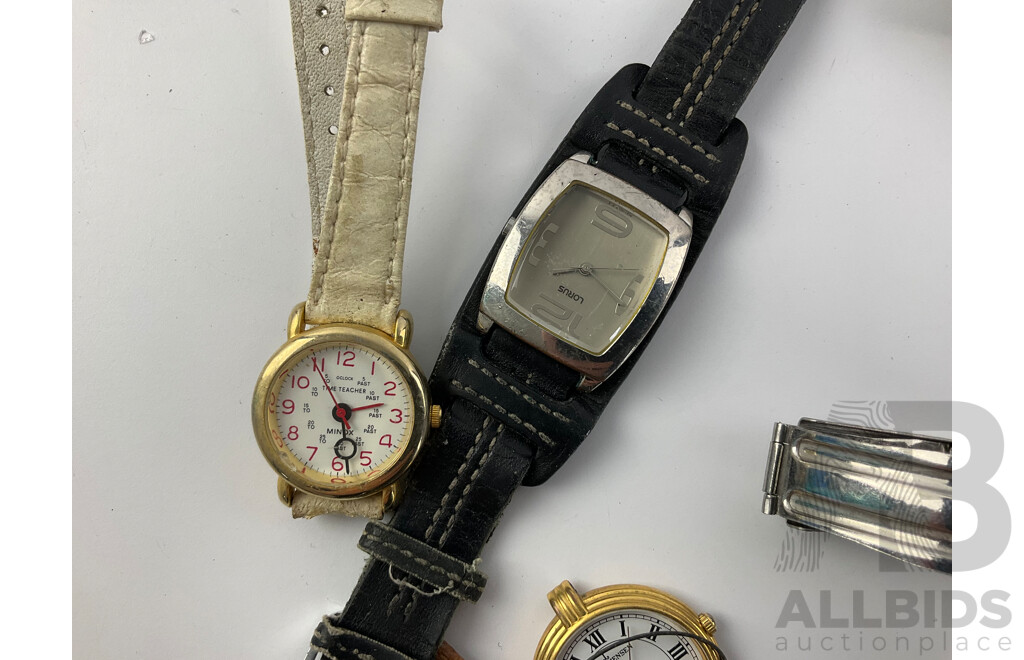 Collection of Gold and Silver Tone Watches Including Casio, Cartel, Lorus, Suizo and More