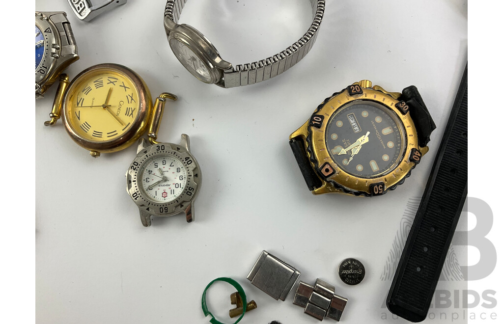 Collection of Gold and Silver Tone Watches Including Casio, Cartel, Lorus, Suizo and More