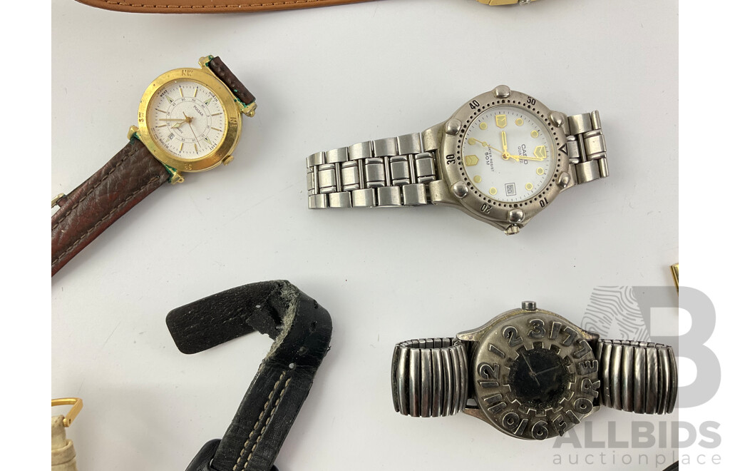 Collection of Gold and Silver Tone Watches Including Casio, Cartel, Lorus, Suizo and More