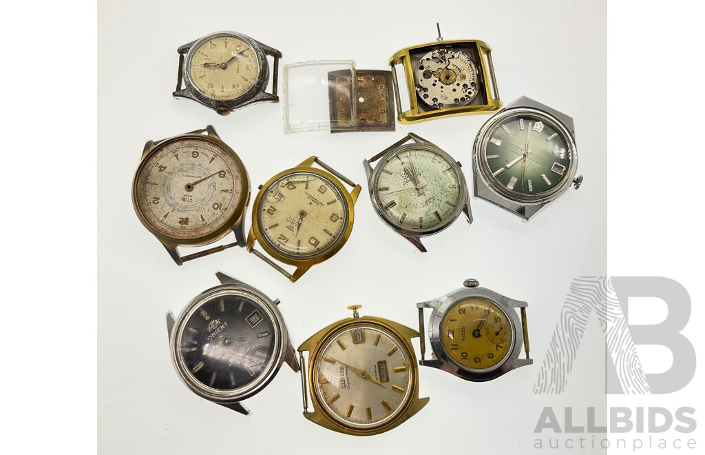 Collection of Vintage Mechanical Watches for Repair of Parts Including Citizen Crystal Seven and New Master 33, Talbot, Fipo,viceroy,cyra, Orient, Cyprus