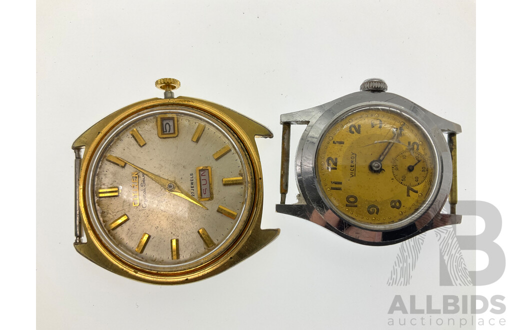 Collection of Vintage Mechanical Watches for Repair of Parts Including Citizen Crystal Seven and New Master 33, Talbot, Fipo,viceroy,cyra, Orient, Cyprus