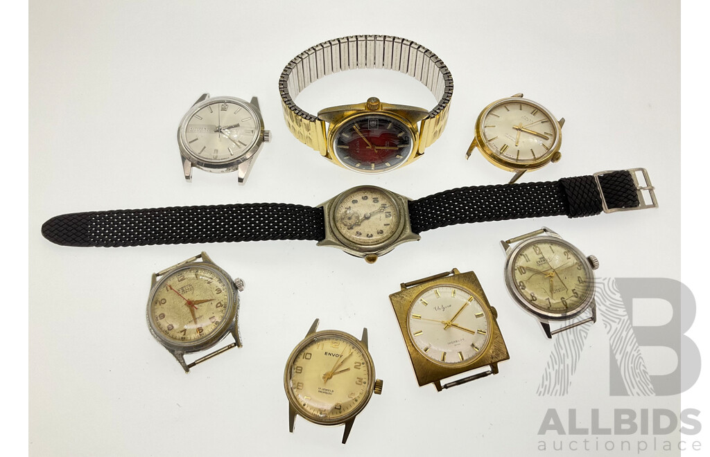 Collection of Vintage Mechanical Watches Including Citizen New Master, Astin, Swss Daros, Cyprus Time Master, Valgine, Envoy