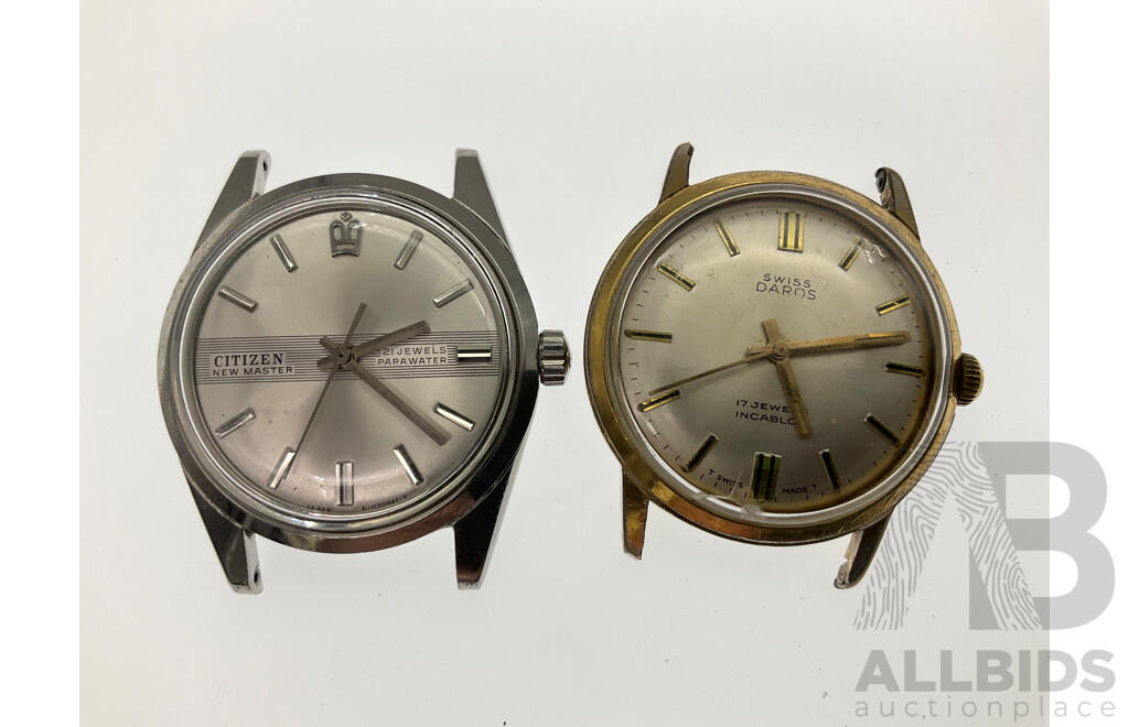 Collection of Vintage Mechanical Watches Including Citizen New Master, Astin, Swss Daros, Cyprus Time Master, Valgine, Envoy