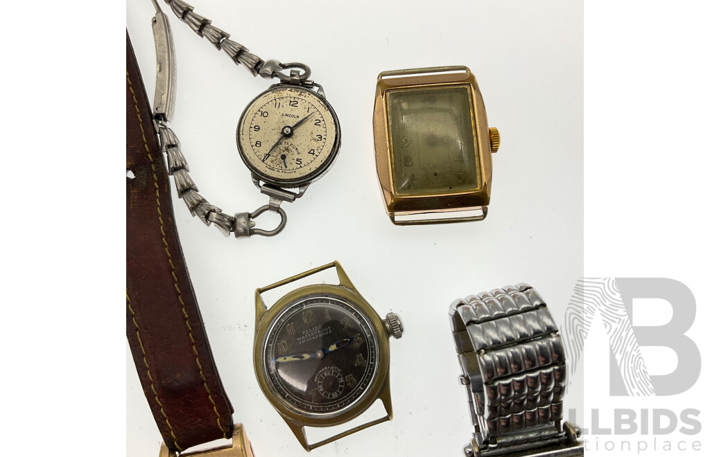 Collection of Gold and Silver Tone Watches for Repair or Parts Including Cyprus, Lincoln, Regent, Relide and More