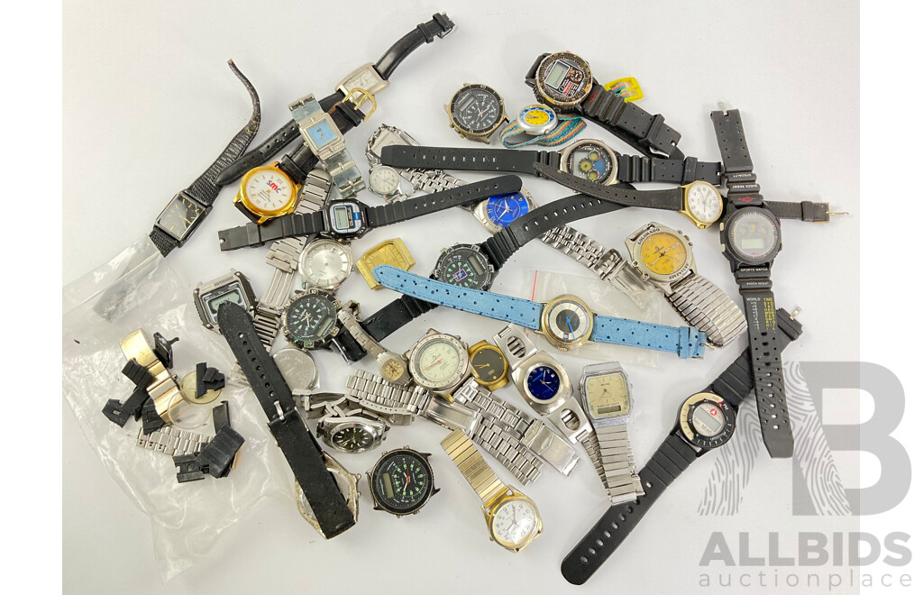 Collection of Digital and Anlogue Watches for Restoration or Parts Including Colorado and Seiko