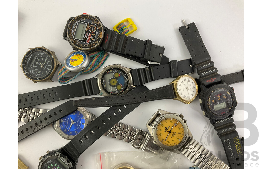 Collection of Digital and Anlogue Watches for Restoration or Parts Including Colorado and Seiko