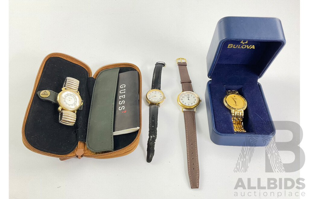 Collection of Women's Watches Including Boxed Guess with Mother of Pearl Face, Jag, Lorus and Boxed Bulova for Repair