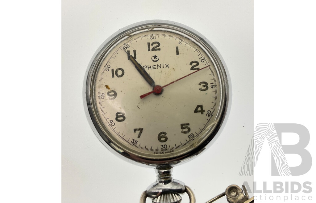 Vintage Phenix Nurses Watch with Cyprus Pocket Watch, Both Swiss Made