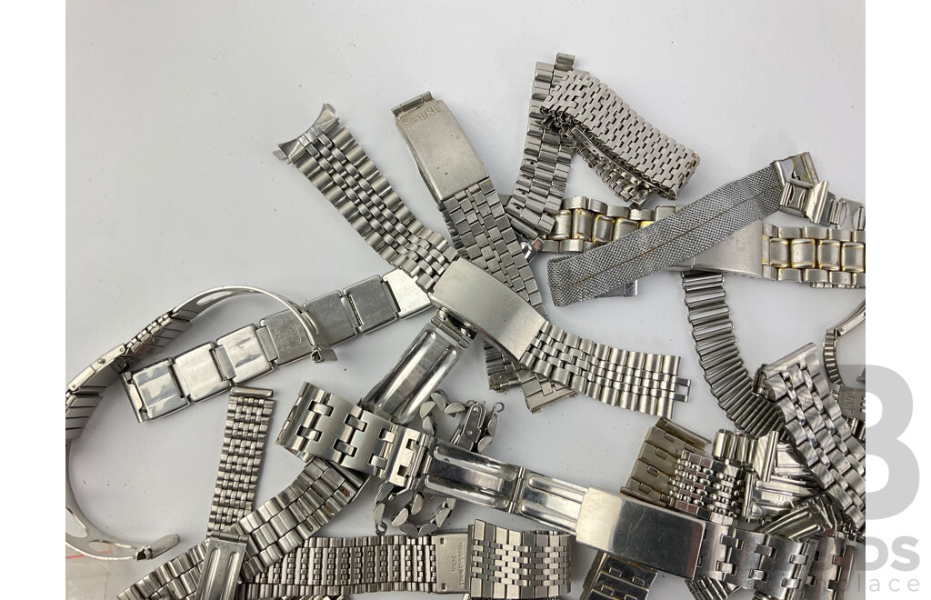 Collection of Men's and Women's Stainless Steel Wrist Watch Straps Including Jag, Timex, Geneva and Tissot