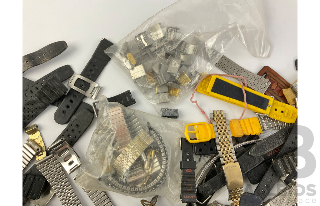 Collection of Men's and Women's Watch Strap Links, Bunds and Parts Including Orient, Citizen, Seiko and More