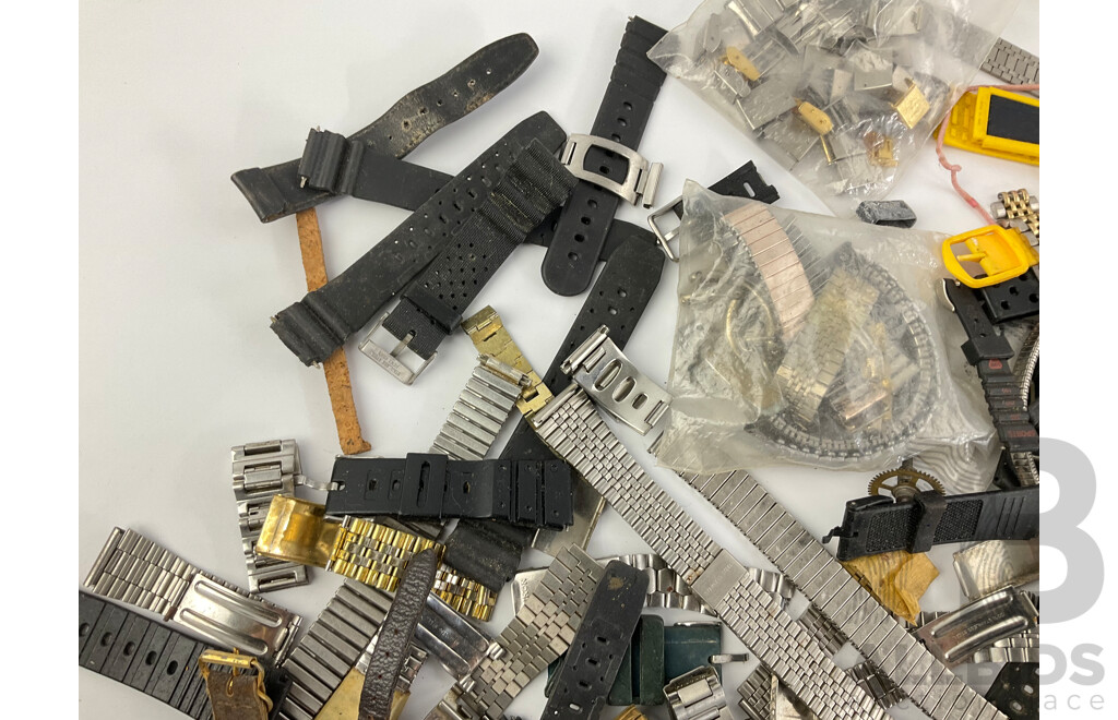 Collection of Men's and Women's Watch Strap Links, Bunds and Parts Including Orient, Citizen, Seiko and More