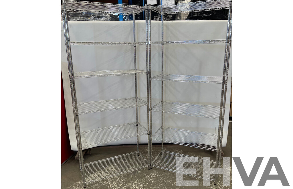 Artrend Shelf Tech System Chrome Steel Dry Store Wire Shelving - Lot of 2