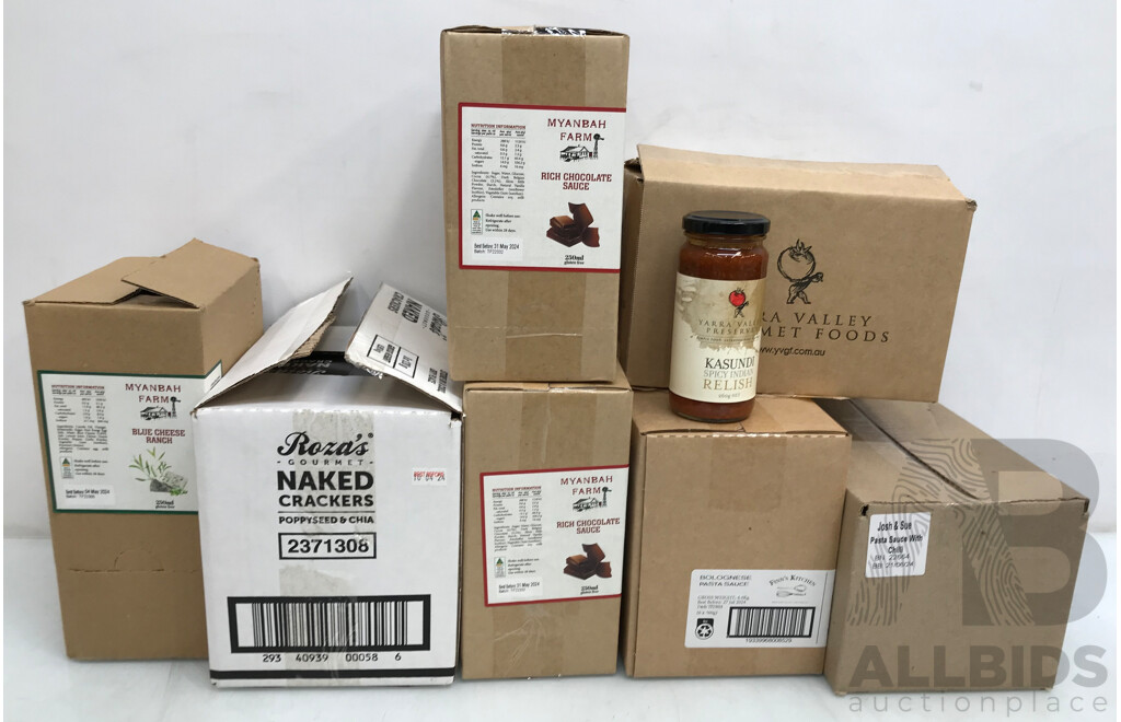 Bulk Lot of Assorted Gourmet Food Including Cured Meats Sauces, Dressings, and More (Expired/Past Best Before Date)