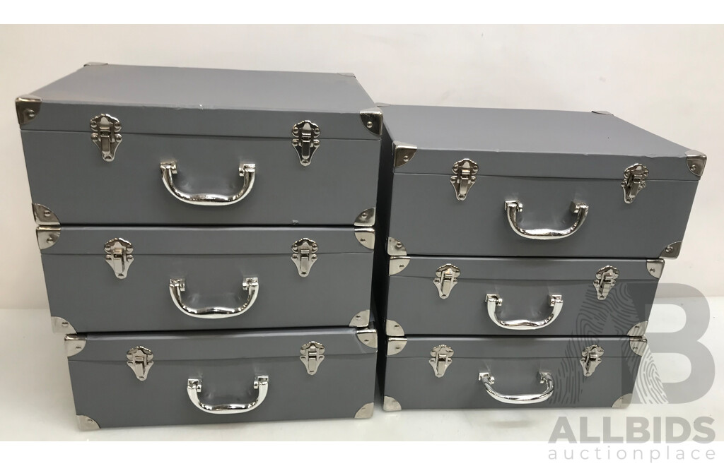 Slate Grey Suitcase Gift Boxes - Lot of 6