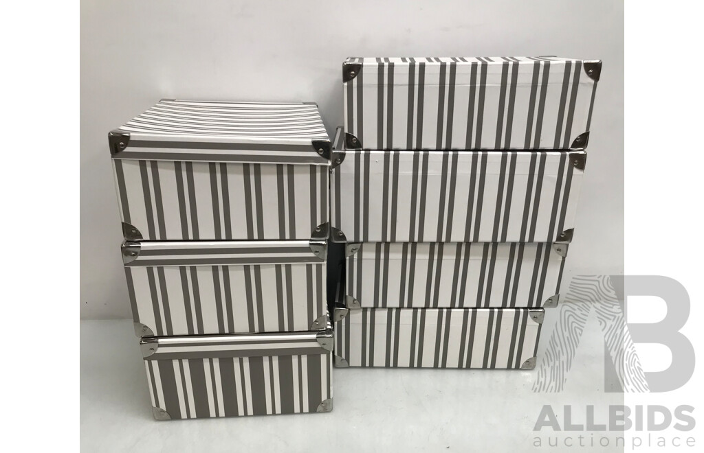 Striped Suitcase Gift Boxes - Lot of 7