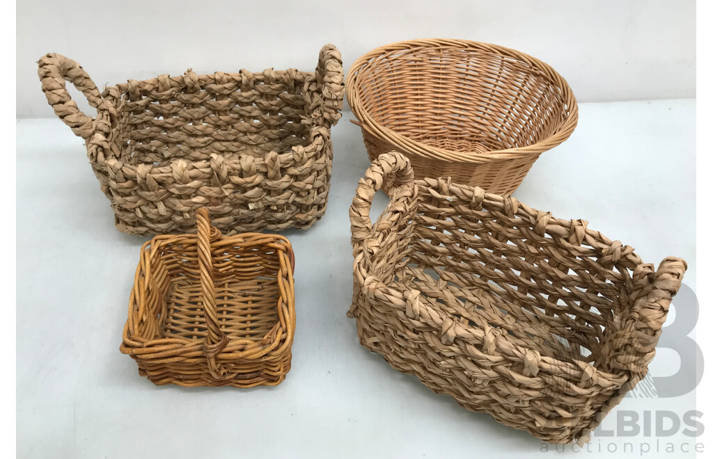 Assorted Wicker Baskets and Containers  - Lot of 4