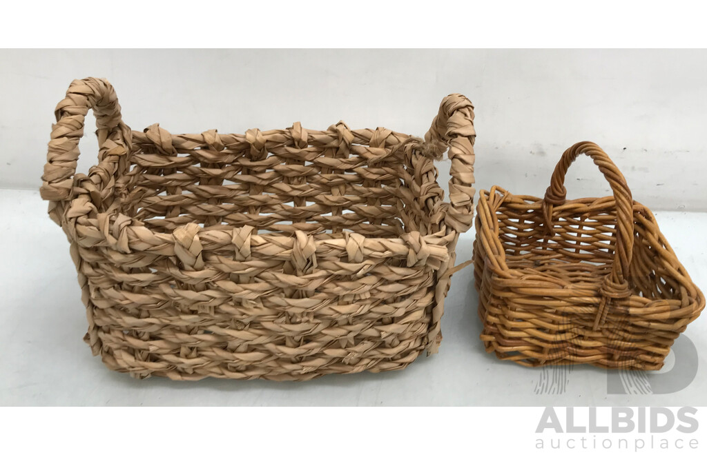 Assorted Wicker Baskets and Containers  - Lot of 4