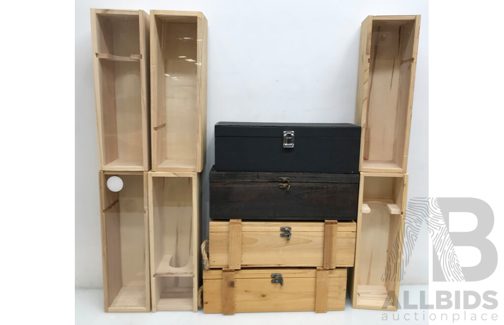 Assorted Wooden Wine Boxes - Lot of 10