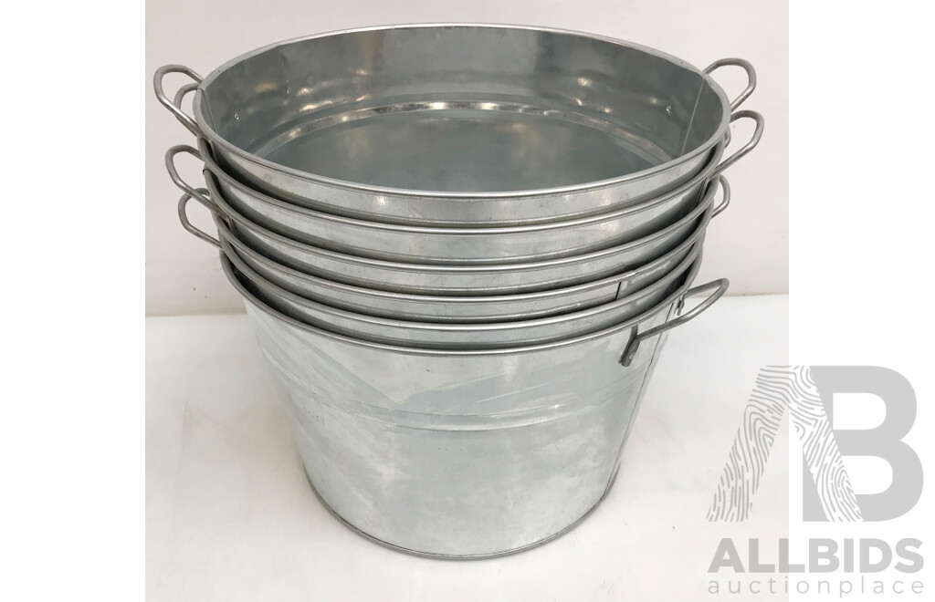 Koch & Co Large Tin Bucket with Handle - Lot of 6