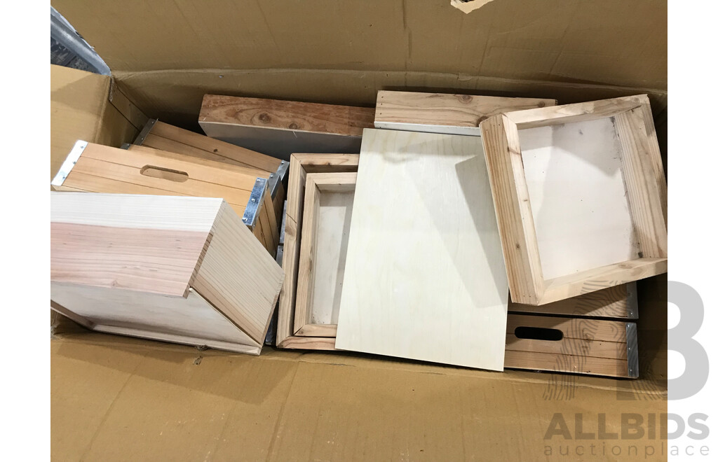 Bulk Lot of Assorted Wooden Boxes and Trays