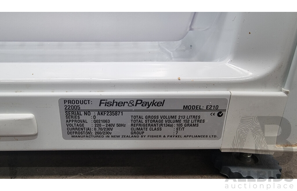 Fisher & Paykel 213L Upright Freezer - E210