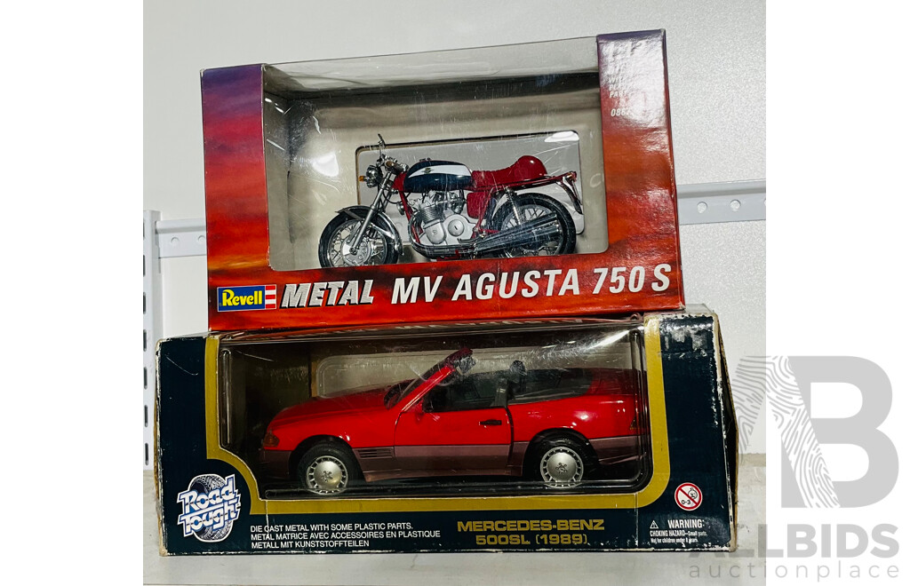 Revell Die-cast Metal MV AGUSTA 750S and Road-tough Die-cast Mercedes-Benz 500sl 1989