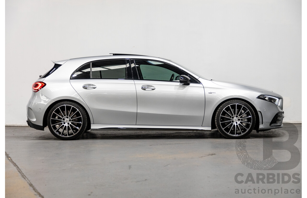08/2019 Mercedes Benz A35 AMG 4Matic (AWD) W177 MY19 4d Hatch Iridium Silver Metallic Turbo 2.0L
