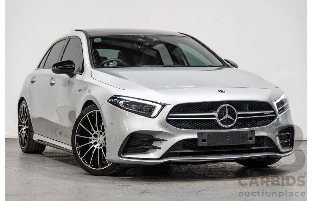08/2019 Mercedes Benz A35 AMG 4Matic (AWD) W177 MY19 4d Hatch Iridium Silver Metallic Turbo 2.0L